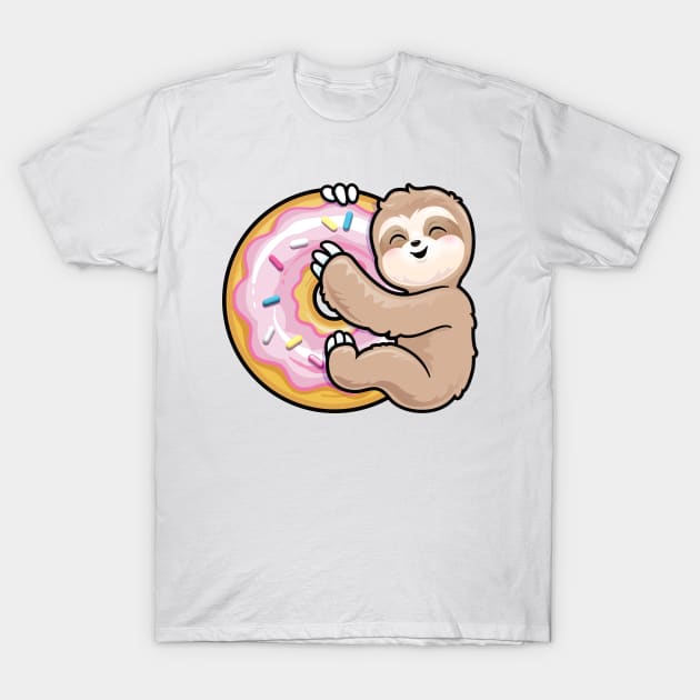 Sloth Pink Donut T-Shirt by PnJ